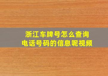 浙江车牌号怎么查询电话号码的信息呢视频