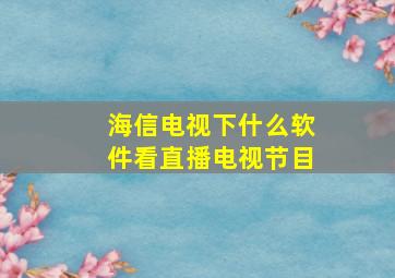 海信电视下什么软件看直播电视节目