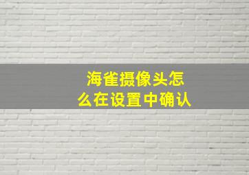 海雀摄像头怎么在设置中确认