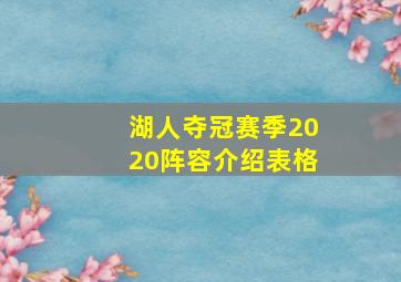 湖人夺冠赛季2020阵容介绍表格