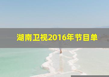 湖南卫视2016年节目单