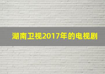 湖南卫视2017年的电视剧