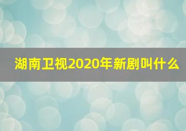 湖南卫视2020年新剧叫什么