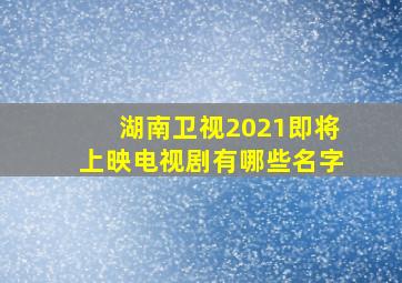 湖南卫视2021即将上映电视剧有哪些名字