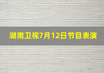 湖南卫视7月12日节目表演