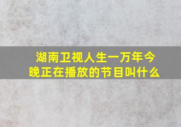 湖南卫视人生一万年今晚正在播放的节目叫什么