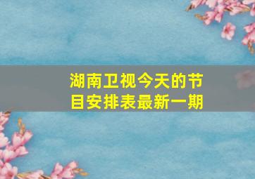 湖南卫视今天的节目安排表最新一期