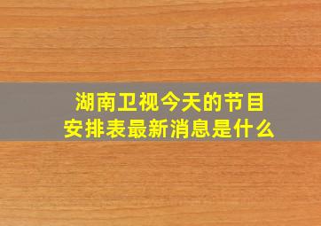 湖南卫视今天的节目安排表最新消息是什么