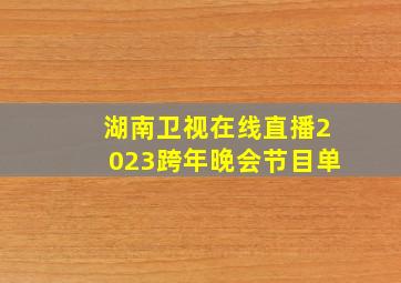 湖南卫视在线直播2023跨年晚会节目单