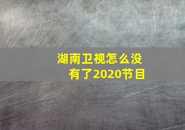 湖南卫视怎么没有了2020节目