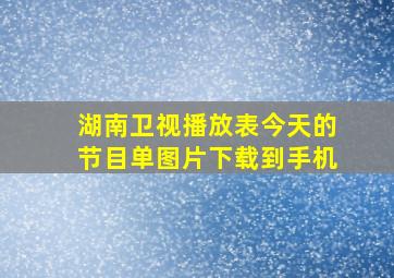 湖南卫视播放表今天的节目单图片下载到手机