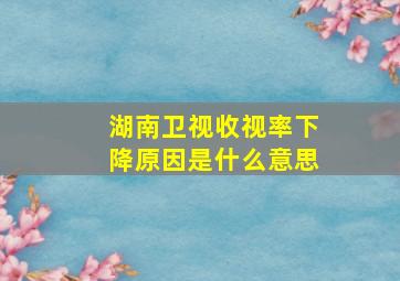 湖南卫视收视率下降原因是什么意思