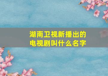 湖南卫视新播出的电视剧叫什么名字