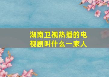 湖南卫视热播的电视剧叫什么一家人