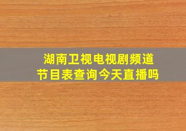 湖南卫视电视剧频道节目表查询今天直播吗