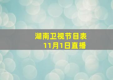 湖南卫视节目表11月1日直播