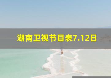 湖南卫视节目表7.12日