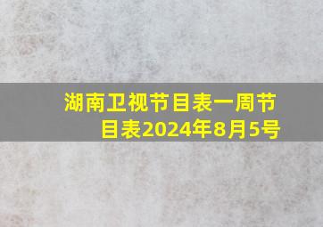 湖南卫视节目表一周节目表2024年8月5号