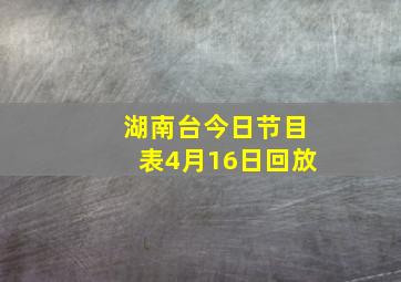 湖南台今日节目表4月16日回放