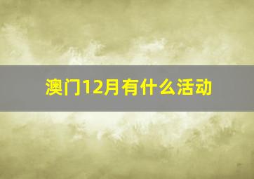 澳门12月有什么活动