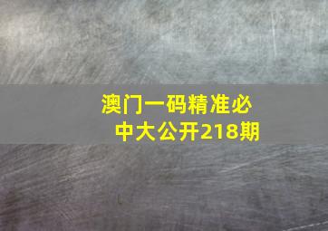 澳门一码精准必中大公开218期