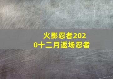 火影忍者2020十二月返场忍者