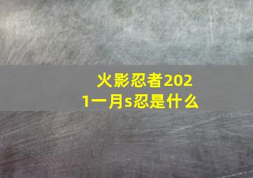 火影忍者2021一月s忍是什么