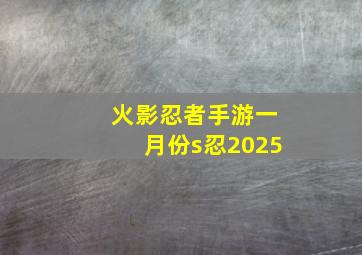 火影忍者手游一月份s忍2025