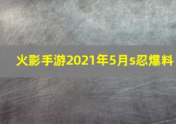 火影手游2021年5月s忍爆料