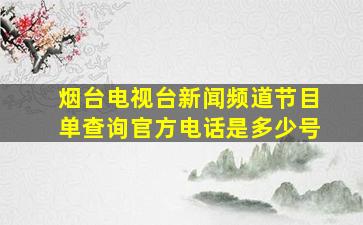 烟台电视台新闻频道节目单查询官方电话是多少号