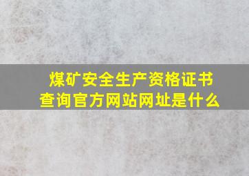 煤矿安全生产资格证书查询官方网站网址是什么