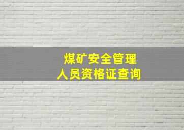 煤矿安全管理人员资格证查询