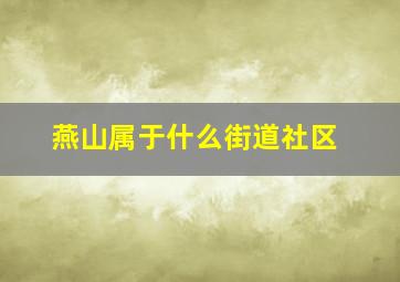 燕山属于什么街道社区