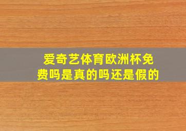 爱奇艺体育欧洲杯免费吗是真的吗还是假的