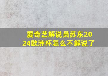 爱奇艺解说员苏东2024欧洲杯怎么不解说了