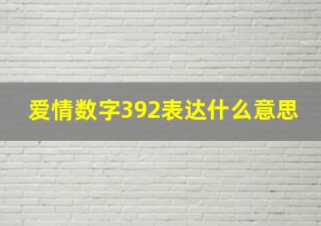 爱情数字392表达什么意思