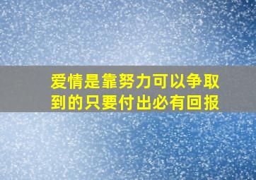 爱情是靠努力可以争取到的只要付出必有回报