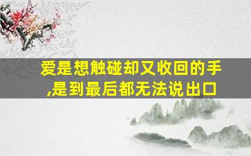 爱是想触碰却又收回的手,是到最后都无法说出口