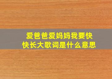 爱爸爸爱妈妈我要快快长大歌词是什么意思