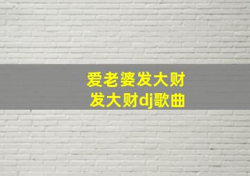 爱老婆发大财发大财dj歌曲