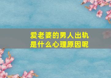 爱老婆的男人出轨是什么心理原因呢