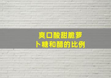 爽口酸甜脆萝卜糖和醋的比例