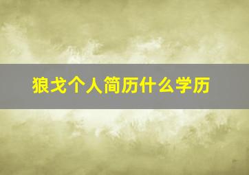 狼戈个人简历什么学历