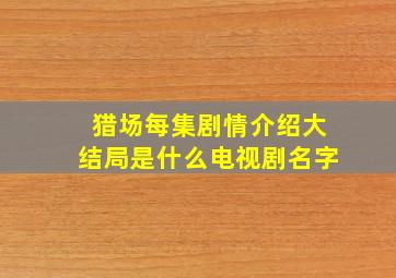 猎场每集剧情介绍大结局是什么电视剧名字