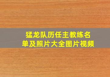 猛龙队历任主教练名单及照片大全图片视频