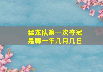 猛龙队第一次夺冠是哪一年几月几日