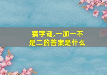 猜字谜,一加一不是二的答案是什么