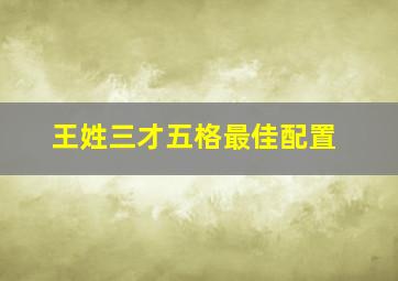 王姓三才五格最佳配置