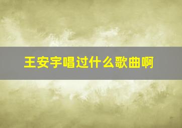 王安宇唱过什么歌曲啊