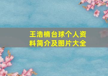 王浩楠台球个人资料简介及图片大全